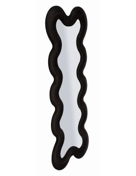 Grand Miroir mural moderne Organique 58x160 Velours Noir Bois MDF Monica 