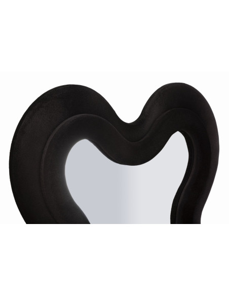 Grand Miroir mural moderne Organique 58x160 Velours Noir Bois MDF Monica 