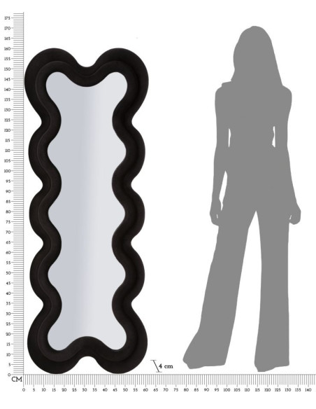 Grand Miroir mural moderne Organique 58x160 Velours Noir Bois MDF Monica 