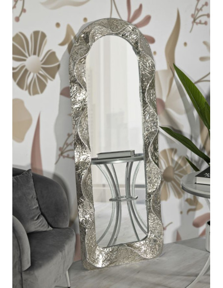 Grand Miroir mural moderne Arche 61x160 Métal Argenté Bois MDF Argelux 