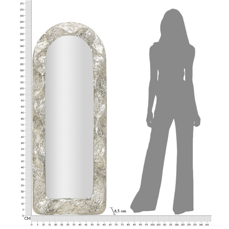 Grand Miroir mural moderne Arche 61x160 Métal Argenté Bois MDF Argelux 