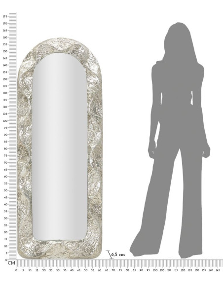 Grand Miroir mural moderne Arche 61x160 Métal Argenté Bois MDF Argelux 