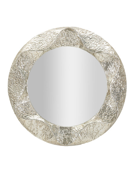 Grand Miroir mural moderne Rond 104x104 Métal Argenté Bois MDF Argelux 