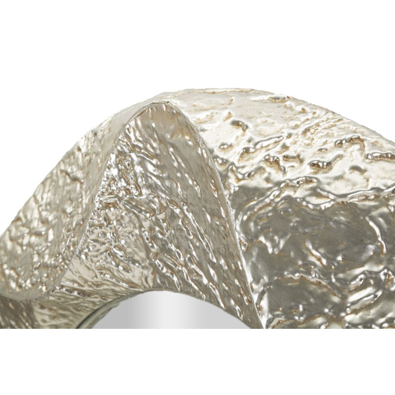 Grand Miroir mural moderne Rond 104x104 Métal Argenté Bois MDF Argelux 