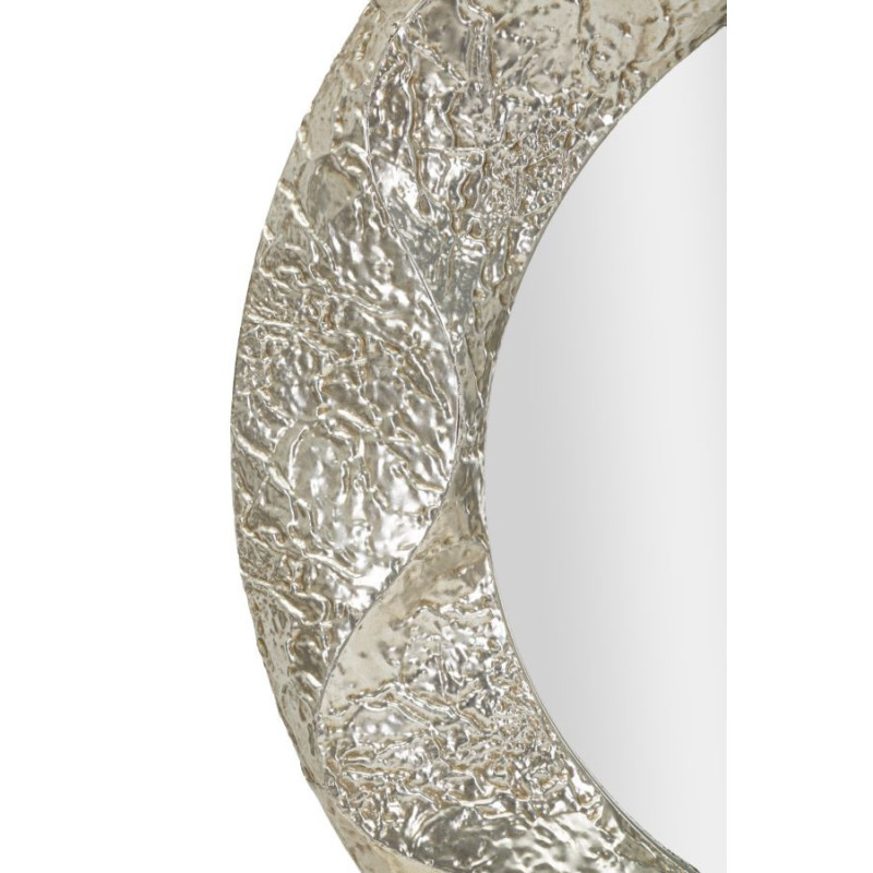 Grand Miroir mural moderne Rond 104x104 Métal Argenté Bois MDF Argelux 