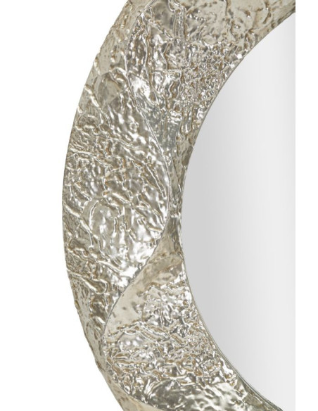 Grand Miroir mural moderne Rond 104x104 Métal Argenté Bois MDF Argelux 
