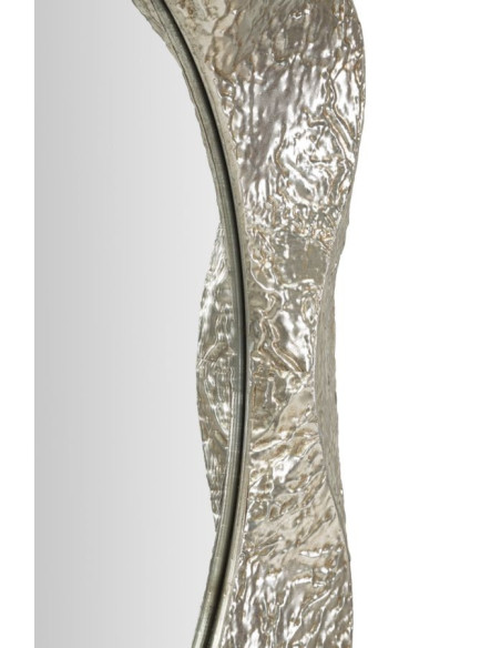 Grand Miroir mural moderne Rond 104x104 Métal Argenté Bois MDF Argelux 