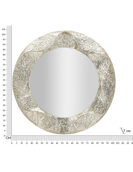 Grand Miroir mural moderne Rond 104x104 Métal Argenté Bois MDF Argelux 