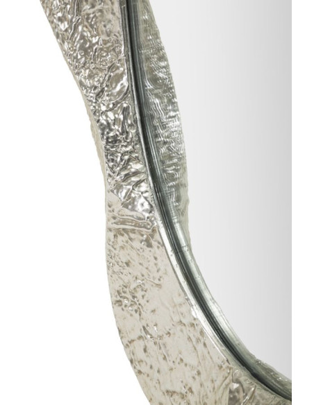 Grand Miroir mural moderne Ovale 87x128 Métal Argenté Bois MDF Argelux 