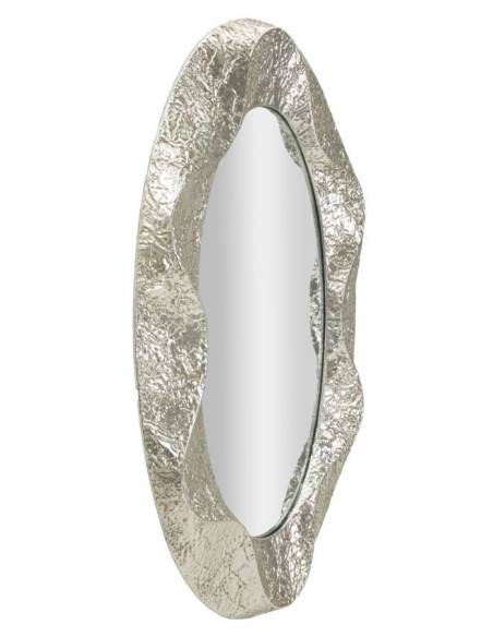 Grand Miroir mural moderne Ovale 87x128 Métal Argenté Bois MDF Argelux 