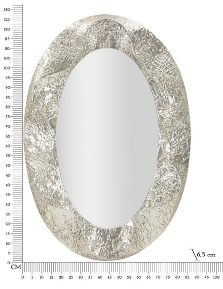 Grand Miroir mural moderne Ovale 87x128 Métal Argenté Bois MDF Argelux 