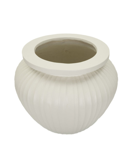 Grand Cache-pot minimaliste chic Rond Magnésium Oxyde Blanc crème Chil 