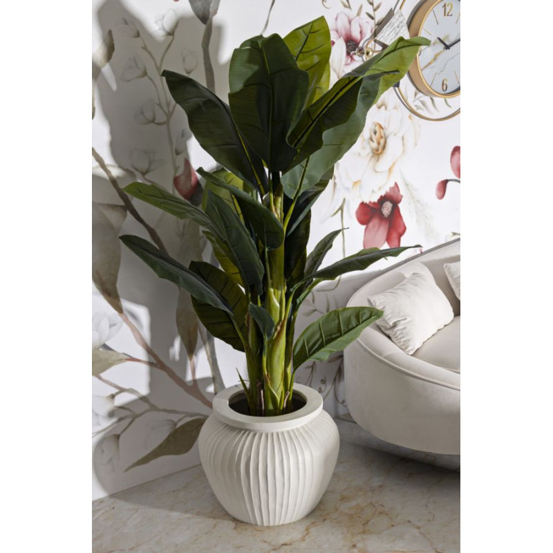 Grand Cache-pot minimaliste chic Rond Magnésium Oxyde Blanc crème Chil 