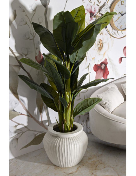 Grand Cache-pot minimaliste chic Rond Magnésium Oxyde Blanc crème Chil 