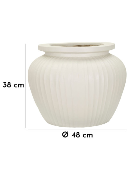 Grand Cache-pot minimaliste chic Rond Magnésium Oxyde Blanc crème Chil 