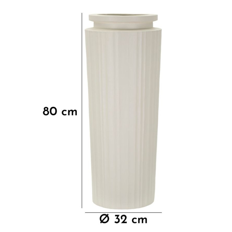 Grand Vase minimaliste chic Cylindrique Hauteur 80 cm Magnésium Oxyde Blanc crème High 