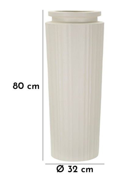 Grand Vase minimaliste chic Cylindrique Hauteur 80 cm Magnésium Oxyde Blanc crème High 