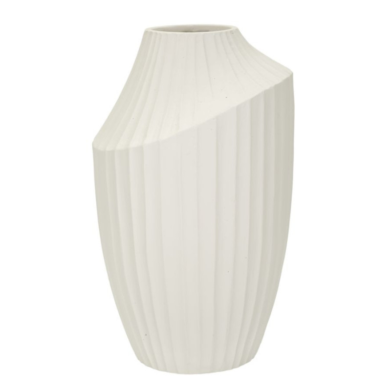 Vase moderne Rond Hauteur 38 cm Magnesium oxide Blanc crème Ice 