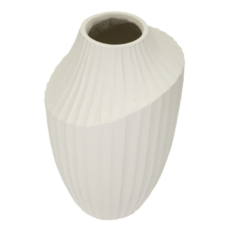Vase moderne Rond Hauteur 38 cm Magnesium oxide Blanc crème Ice 