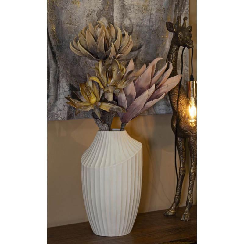 Vase moderne Rond Hauteur 38 cm Magnesium oxide Blanc crème Ice 