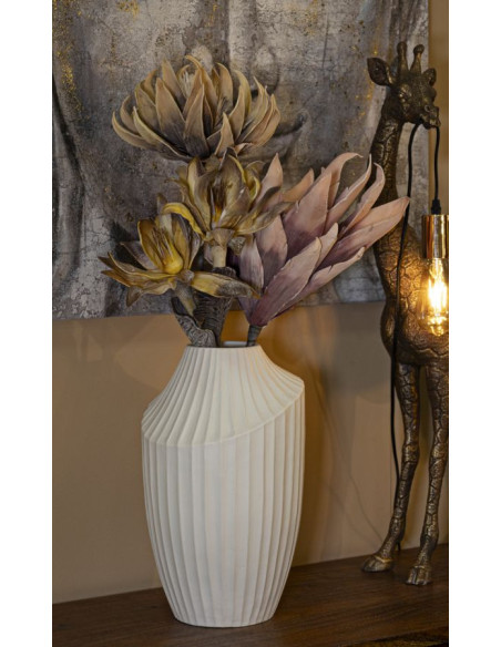 Vase moderne Rond Hauteur 38 cm Magnesium oxide Blanc crème Ice 