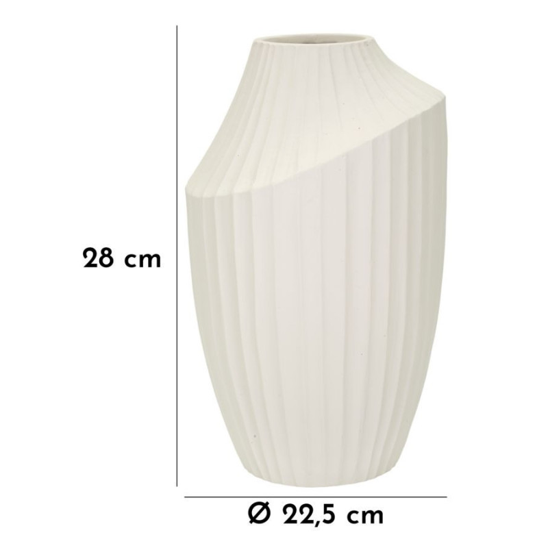 Vase moderne Rond Hauteur 38 cm Magnesium oxide Blanc crème Ice 