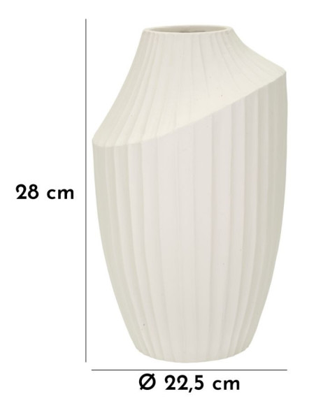Vase moderne Rond Hauteur 38 cm Magnesium oxide Blanc crème Ice 