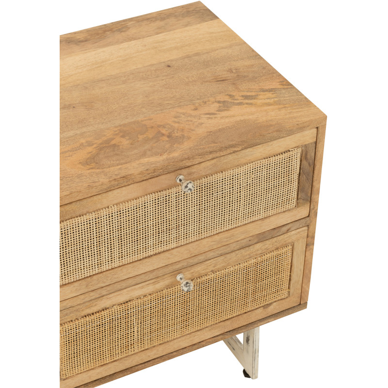 Table de chevet Weaving 2 tiroirs en Bois de manguier Naturel Rotin Naturel - 7