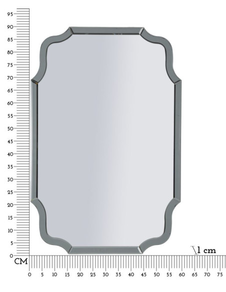 Grand Miroir mural oriental chic Rectangulaire 60x90 Bois MDF Gris Istanbul 