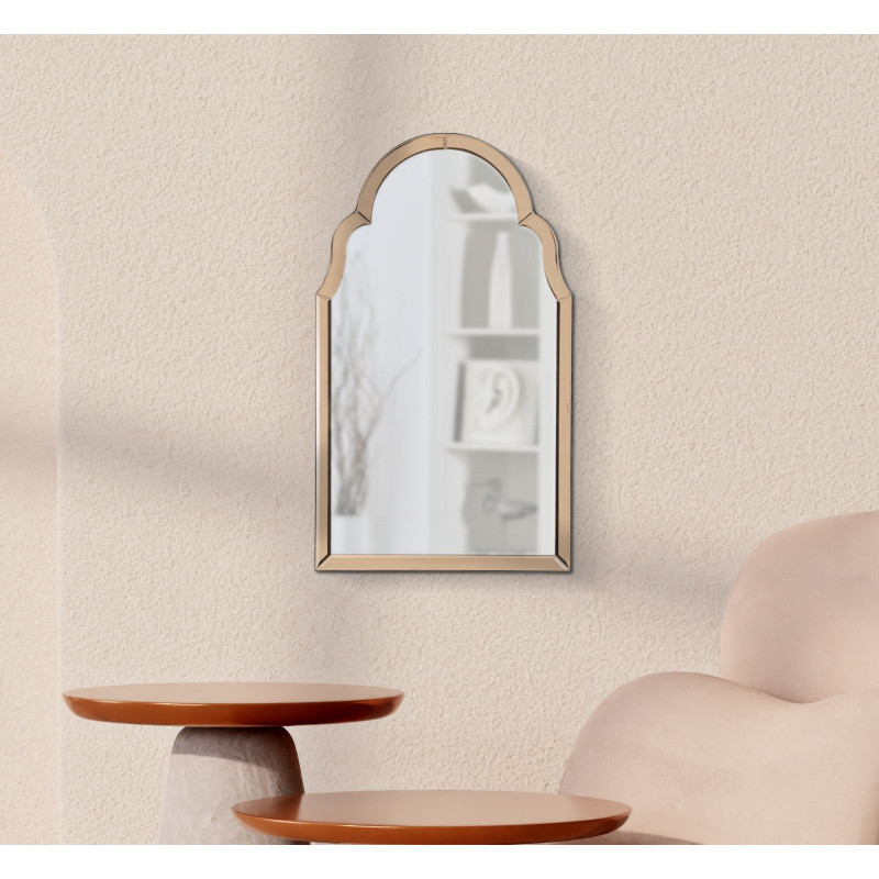 Grand Miroir mural oriental chic Arc 47x80 Bois MDF Rose Tangeri 
