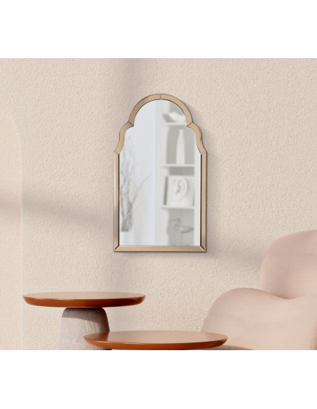 Grand Miroir mural oriental chic Arc 47x80 Bois MDF Rose Tangeri 
