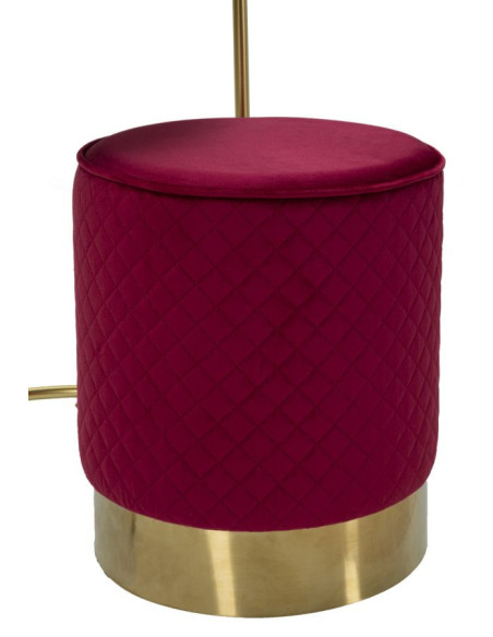 Petite Coiffeuse avec pouf Ronde 1 tiroir Velours Rouge Bois MDF Métal Doré Vellit 