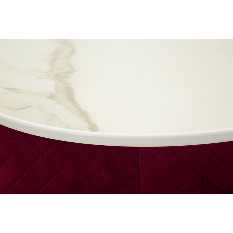 Petite Coiffeuse avec pouf Ronde 1 tiroir Velours Rouge Bois MDF Métal Doré Vellit 