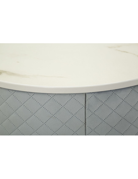 Petite Coiffeuse avec pouf Ronde 1 tiroir Velours Bleu clair Bois MDF Métal Doré Vellit 