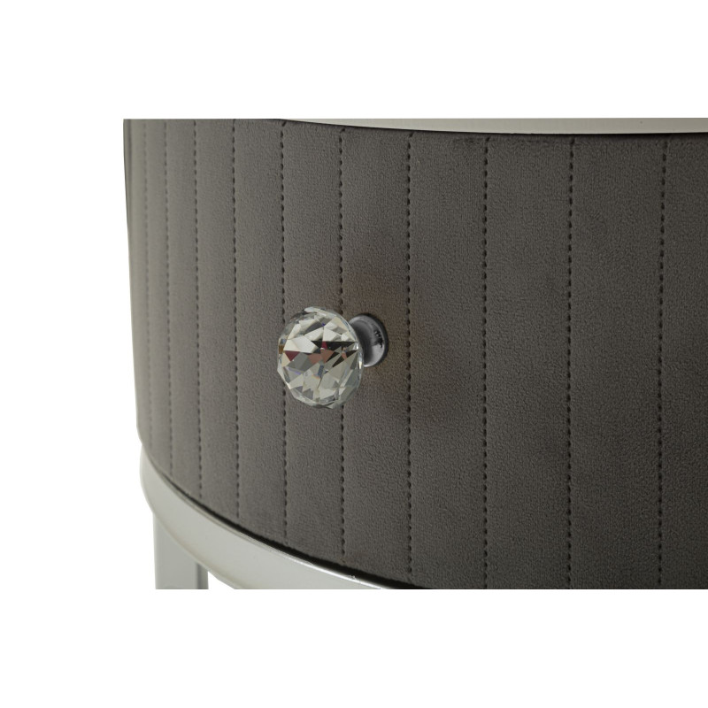 Table basse moderne gigogne Ronde 1 tiroir Bois de sapin Gris Bois MDF Blanc Effet marbre Métal Argenté Greys 