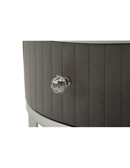 Table basse moderne gigogne Ronde 1 tiroir Bois de sapin Gris Bois MDF Blanc Effet marbre Métal Argenté Greys 