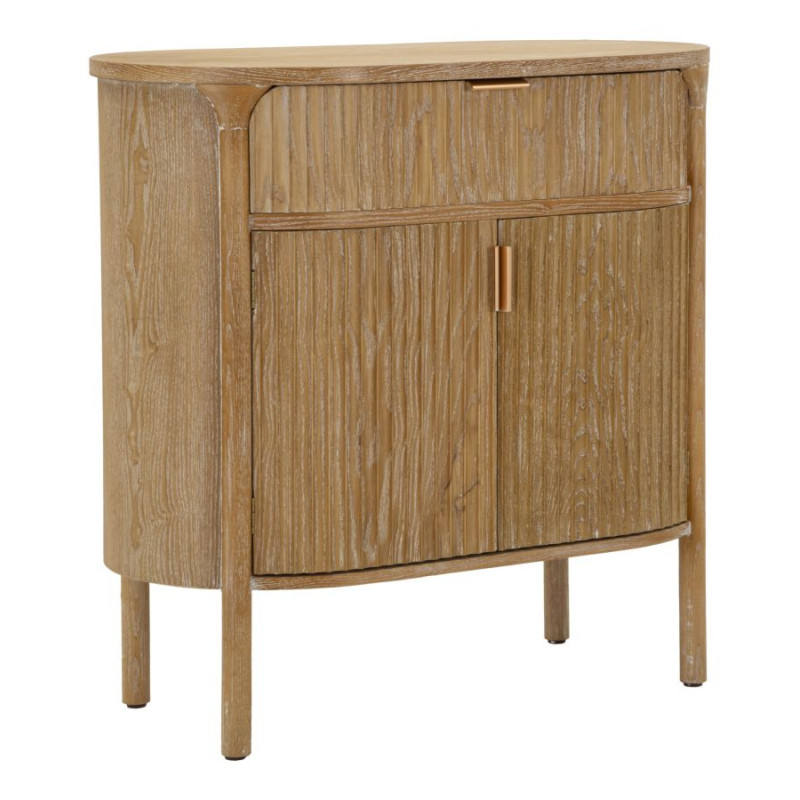 Buffet scandinave chic Bas 2 portes 1 tiroir Bois de sapin Bois MDF Marron Métal Doré Goteborg 