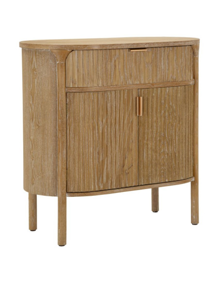 Buffet scandinave chic Bas 2 portes 1 tiroir Bois de sapin Bois MDF Marron Métal Doré Goteborg 