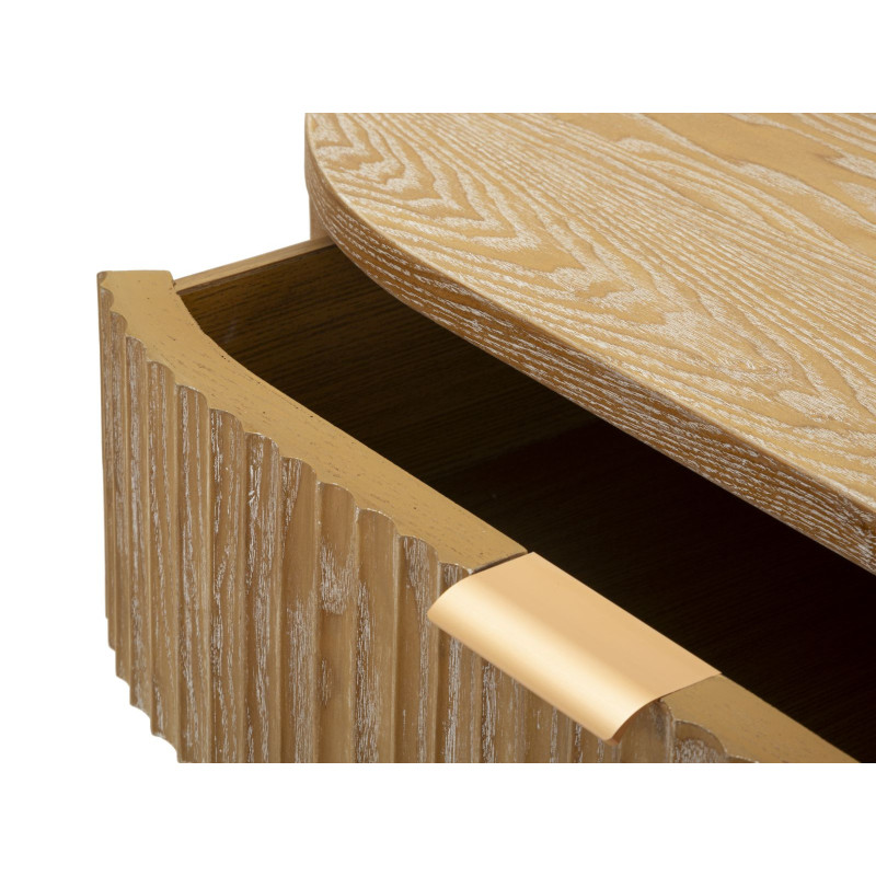 Buffet scandinave chic Bas 2 portes 1 tiroir Bois de sapin Bois MDF Marron Métal Doré Goteborg 