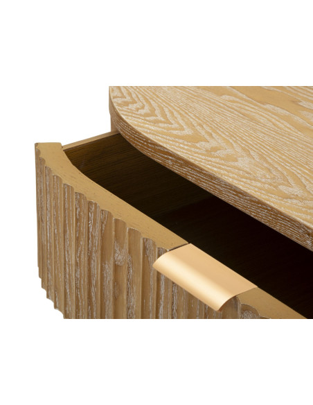 Buffet scandinave chic Bas 2 portes 1 tiroir Bois de sapin Bois MDF Marron Métal Doré Goteborg 