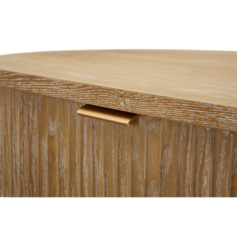 Buffet scandinave chic Bas 2 portes 1 tiroir Bois de sapin Bois MDF Marron Métal Doré Goteborg 