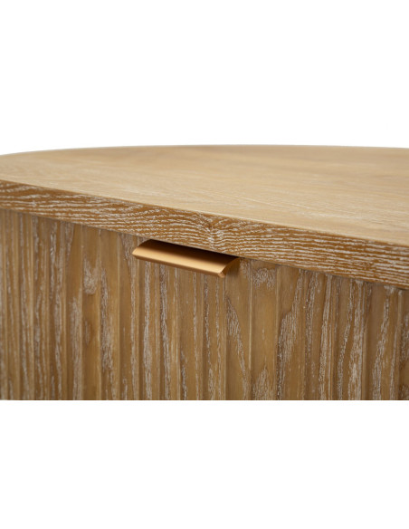 Buffet scandinave chic Bas 2 portes 1 tiroir Bois de sapin Bois MDF Marron Métal Doré Goteborg 