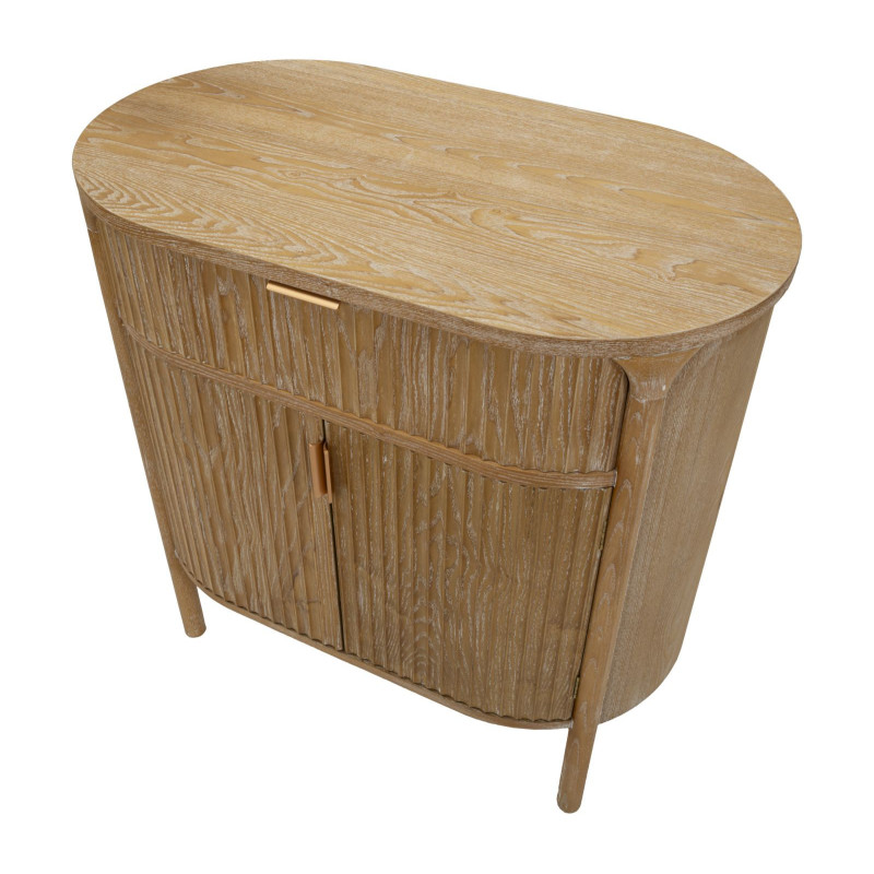 Buffet scandinave chic Bas 2 portes 1 tiroir Bois de sapin Bois MDF Marron Métal Doré Goteborg 