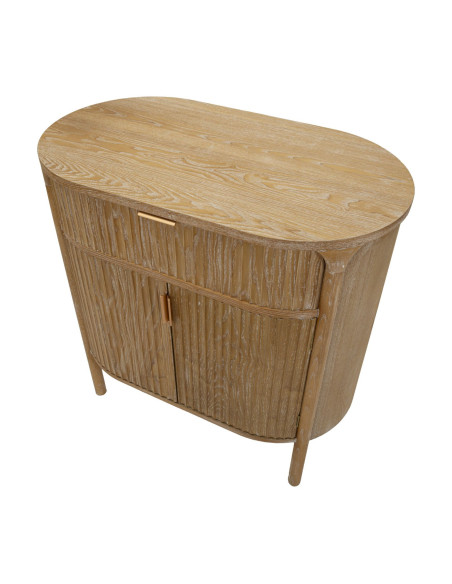 Buffet scandinave chic Bas 2 portes 1 tiroir Bois de sapin Bois MDF Marron Métal Doré Goteborg 