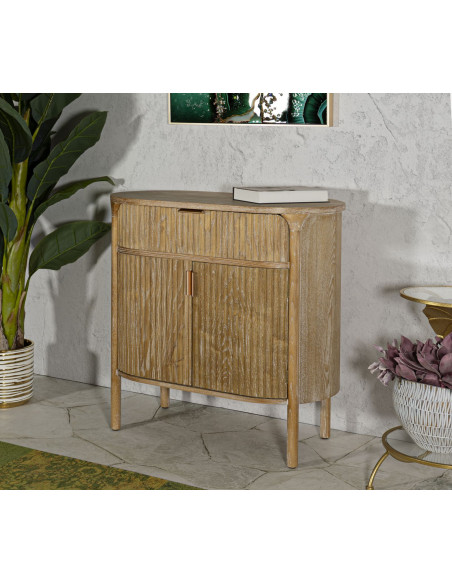 Buffet scandinave chic Bas 2 portes 1 tiroir Bois de sapin Bois MDF Marron Métal Doré Goteborg 