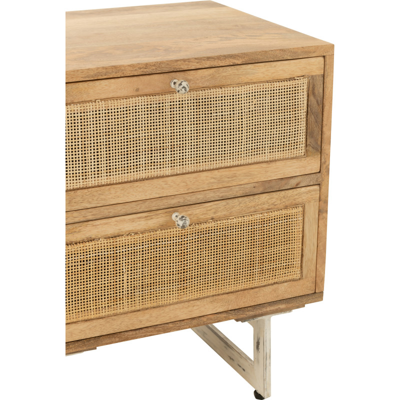 Table de chevet Weaving 2 tiroirs en Bois de manguier Naturel Rotin Naturel - 8