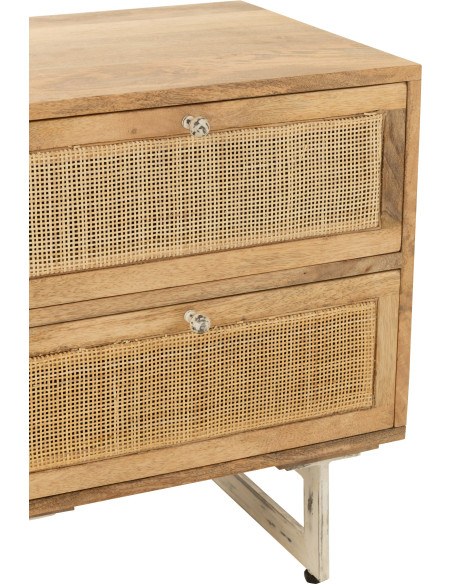 Table de chevet Weaving 2 tiroirs en Bois de manguier Naturel Rotin Naturel - 8