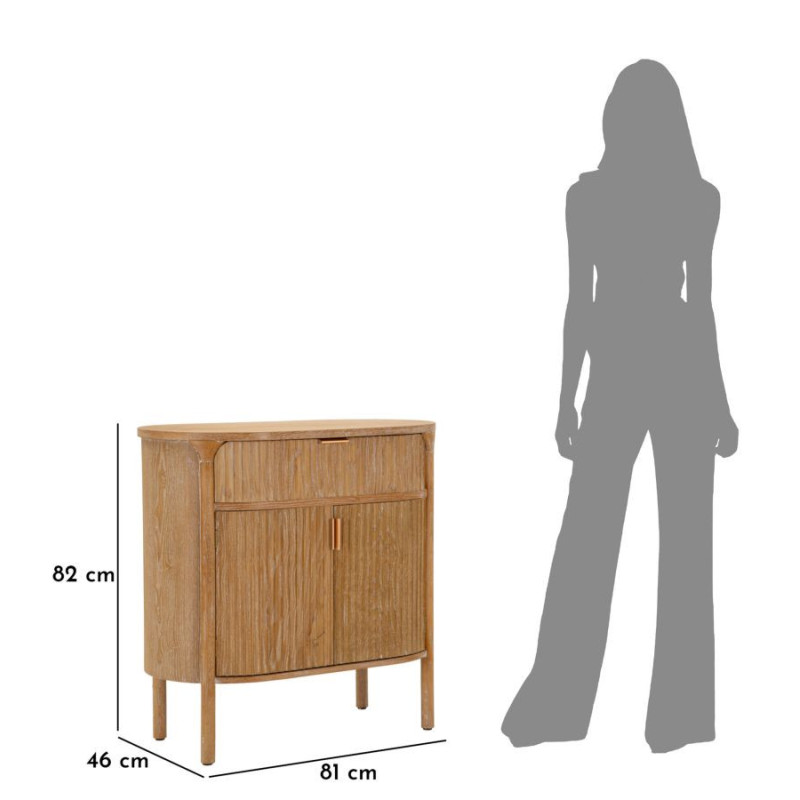 Buffet scandinave chic Bas 2 portes 1 tiroir Bois de sapin Bois MDF Marron Métal Doré Goteborg 