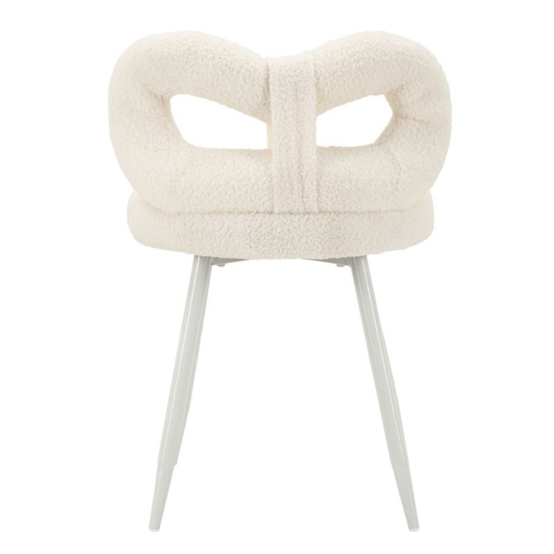 Chaise originale bouclette Noeud Tissu Blanc Bouclé Métal Bois MDF Ilary 
