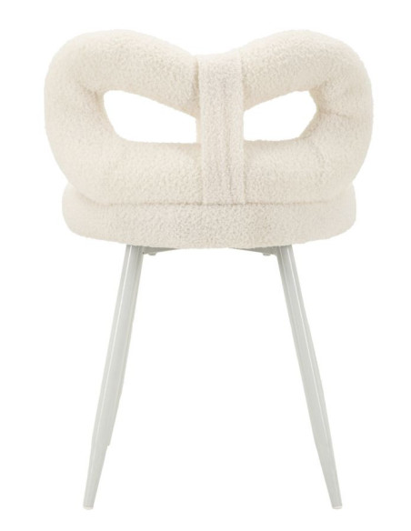 Chaise originale bouclette Noeud Tissu Blanc Bouclé Métal Bois MDF Ilary 